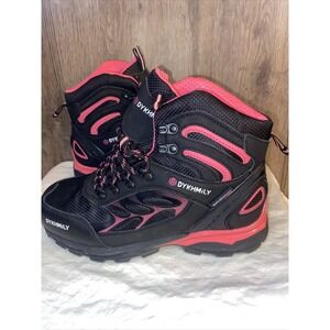 NWOT‎ DYKHMiLY Steel Toe Womens Boots, Pink & Black, sz 8